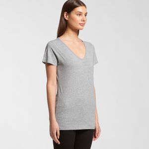 LADIES BEVEL V NECK TEE  -L   -BLACK