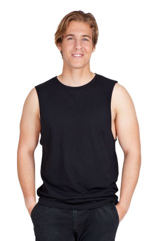 MUSCLE TEE Mens                                   -L  -BLACK