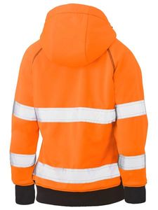 WOMEN'S TAPED HI VIS FLEECE ZIP FRONT HOODIE WITH SHERPA LINING