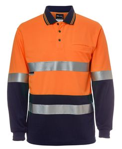 JB's HI VIS L/S (D&N) TRADITIONAL POLO-2XL-LIME/NAVY