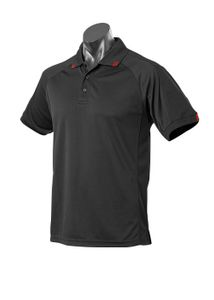 Flinders Mens Polo                                -L  -BLACK/RED