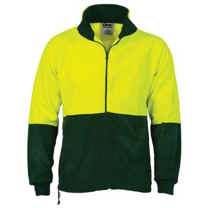 DNC Hivis Two Tone Full Zip Polar Fleece          -2XL-YELLOW/BOTTLE