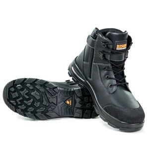 BISON  Tor Lace Up Boot with Zip                  -10  -Black