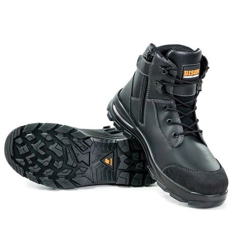 BISON  Tor Lace Up Boot with Zip                  -10  -Black
