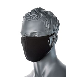 PORTWEST 3 PLY ANTI-MICROBIAL FABRIC FACE MASK  W/-NOSE BAND-BLACK