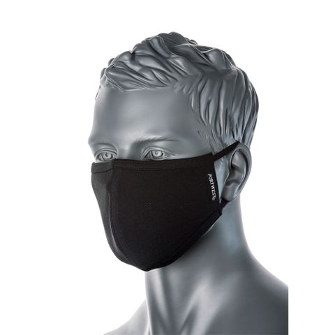 PORTWEST 3 PLY ANTI-MICROBIAL FABRIC FABRIC FACE MASK WITH NOSE BAND