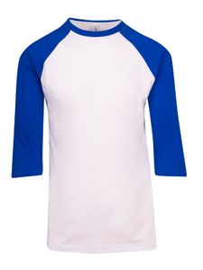 T SHIRT 3/4 SLEEVE           -M  -WHITE/ROYAL