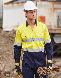 AIW Hivis Two Tone Cotton Drill Shirt L/S