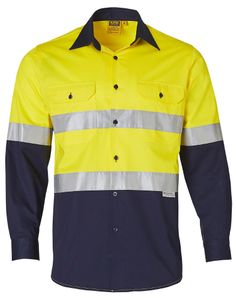 AIW Hivis Two Tone Cotton Drill Shirt L/S         -XL -ORANGE/NAVY