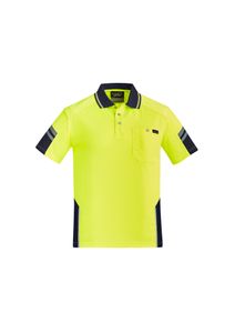 SYZMIK Mens Hi Vis S/S Squad Polo  -L  -YELLOW/NAVY