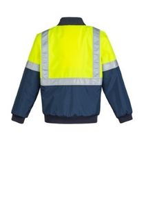 SYZMIK MENS HI VIS QUILTED FLYING JACKET-3XL-YELLOW/NAVY