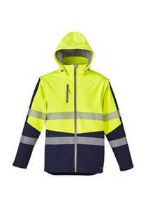SYZMIK Unisex Streeworks 2 in 1 Stretch Softshell Taped Jacket-L  -YELLOW/NAVY