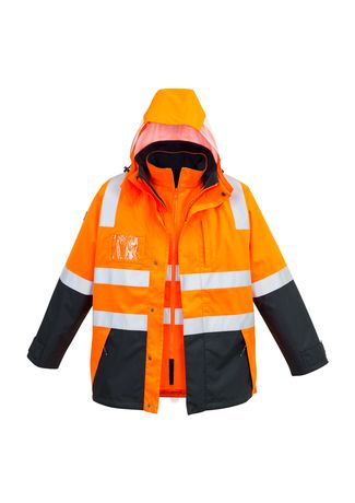 SYZMIK Mens Hi Vis 4 in 1 Waterproof Jacket