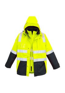 SYZMIK Mens Hi Vis 4 in 1 Waterproof Jacket       -L  -YELLOW/NAVY