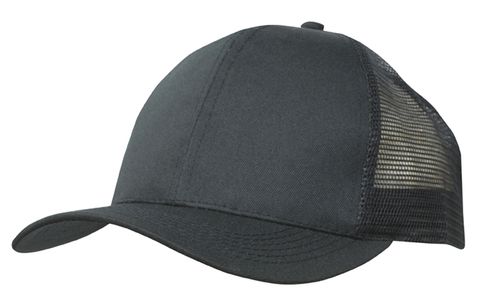 Organic brushed Heavy Cotton/Mesh Back Cap-one size-BLACK