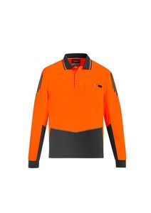 SYZMIK Mens Hi Vis Flux L/S Polo   -L  -YELLOW/NAVY