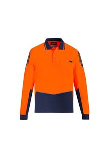 SYZMIK Mens Hi Vis Flux L/S Polo   -L  -YELLOW/NAVY