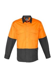 SYZMIK Mens Rugged Cooling Hi Vis Spliced L/S Shirt-L  -YELLOW/NAVY