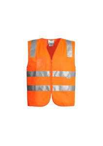 SYZMIK Unisex Hi Vis Zip Vest Taped-L  -ORANGE