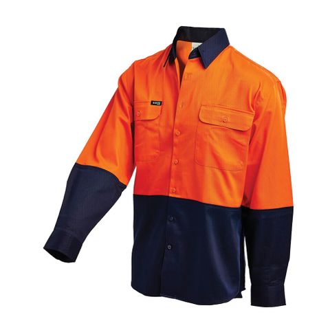 Workit SHIRT L/S 190GSM HI-VIS DRILL / NO TAPE-3XL-YELLOW/NAVY