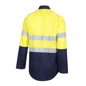 Workit SHIRT L/S 155GSM HI-VIS DRILL / TAPED-L-ORANGE/NAVY