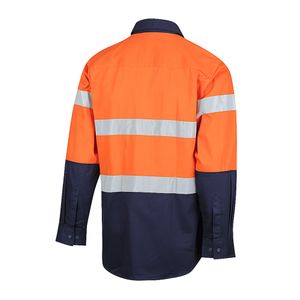 Workit SHIRT L/S 190GSM HI-VIS DRILL / TAPE-2XL-ORANGE/NAVY