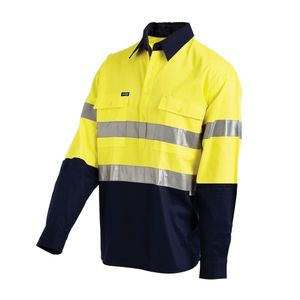 Workit SHIRT L/S 190GSM HI-VIS DRILL / TAPE-2XL-ORANGE/NAVY