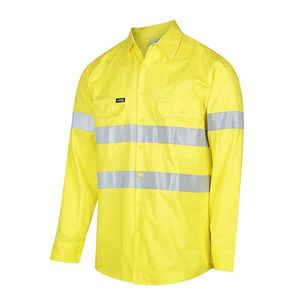 Workit HI-VIS LIGHTWEIGHT GUSSETT CUFF TAPED SHIRT-L  -ORANGE