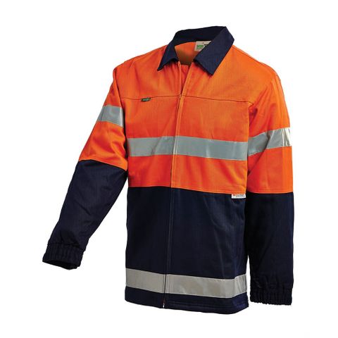 Workit JACKET 310GSM HI-VIS DRILL / TAPED-2XL-YELLOW/NAVY