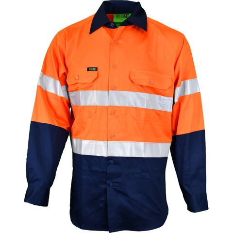 Workit SHIRT L/S 155GSM H-VIS DRILL / TAPED-2XL-ORANGE