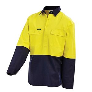 Workit SHIRT L/S 310 GSM FRONT / 155 GSM BACK / WELDERS SHIRT-L-YELLOW/NAVY