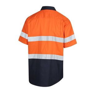 Workit SHIRT S/S 155GSM L/W  HI-VIS DRILL TAPED-2XL-YELLOW/NAVY