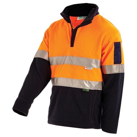 Workit JUMPER POLAR FLEECE 1/4 ZIP 300G TAPED-3XL-ORANGE/NAVY