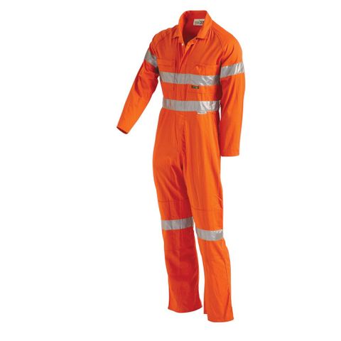 WORKIT COVERALL 190GSM HI-VIS DRILL / TAPED -107R -ORANGE