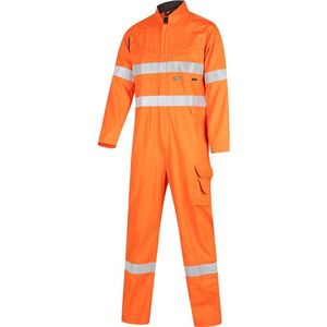 WORKIT COVERALL 190GSM HI-VIS DRILL / TAPED ZIP FRONT-102R-ORANGE