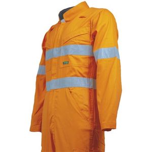 WORKIT COVERALL 190GSM HI-VIS DRILL / TAPED ZIP FRONT-102R-ORANGE