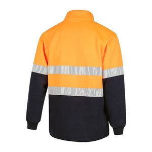 WORKIT HI-VIS 2 TONE ZIP THROUGH TAPED FLEECE JUMPER-L  -ORANGE/NAVY