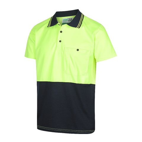 Workit POLO S/S 180GSM POLY/COTTON / NO TAPE-3XL-YELLOW/NAVY