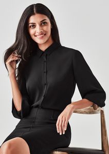 LADIES LUCY 3/4 SLEEVE BLOUSE-14  -BLACK