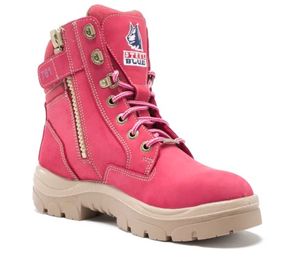 Steel Blue Southern Cross Ladies Zip Steel Toe TPU Sole Safety Boot-10  -Pink