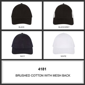 Brushed Cotton Mesh Back-One Size-Black