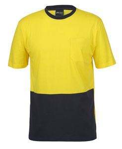 JB's Hi Vis Crew Neck Cotton T Shirt                   -L  -YELLOW/NAVY