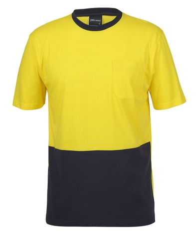 JB's Hi Vis Crew Neck Cotton T Shirt                   -L  -YELLOW/NAVY