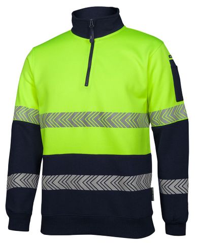 JB's HV 1/2 ZIP SEGMENTED TAPE FLEECY    -2XL-LIME/NAVY