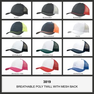 Breathable Poly Twill with Mesh Back Cap-one size-BLACK