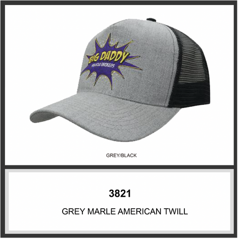 Grey Marle American Twill Cap with Mesh Back