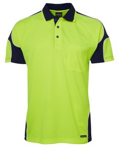 JB's HV 4602.1 S/S ARM PANEL POLO  -2XL-LIME/RED