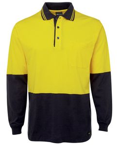 JB's HI VIS L/S COTTON POLO        -L  -YELLOW/NAVY