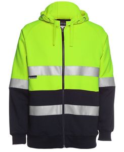 JB's HV (D+N) FULL ZIP FLEECY HOODIE-2XL-LIME/NAVY