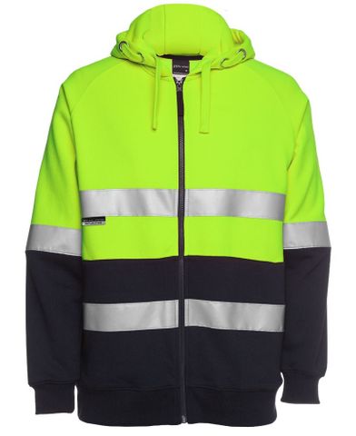 JB's HV (D+N) FULL ZIP FLEECY HOODIE-2XL-LIME/NAVY